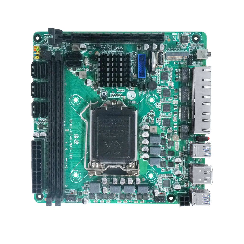 C246 ITX NAS Motherboard 8 SATA 3.0 4*I226 2.5G 2*M.2 NVME 2*DDR4 PCIE 16X NAS Board LGA1151 Support 8th/9th Core CPU i3-9100