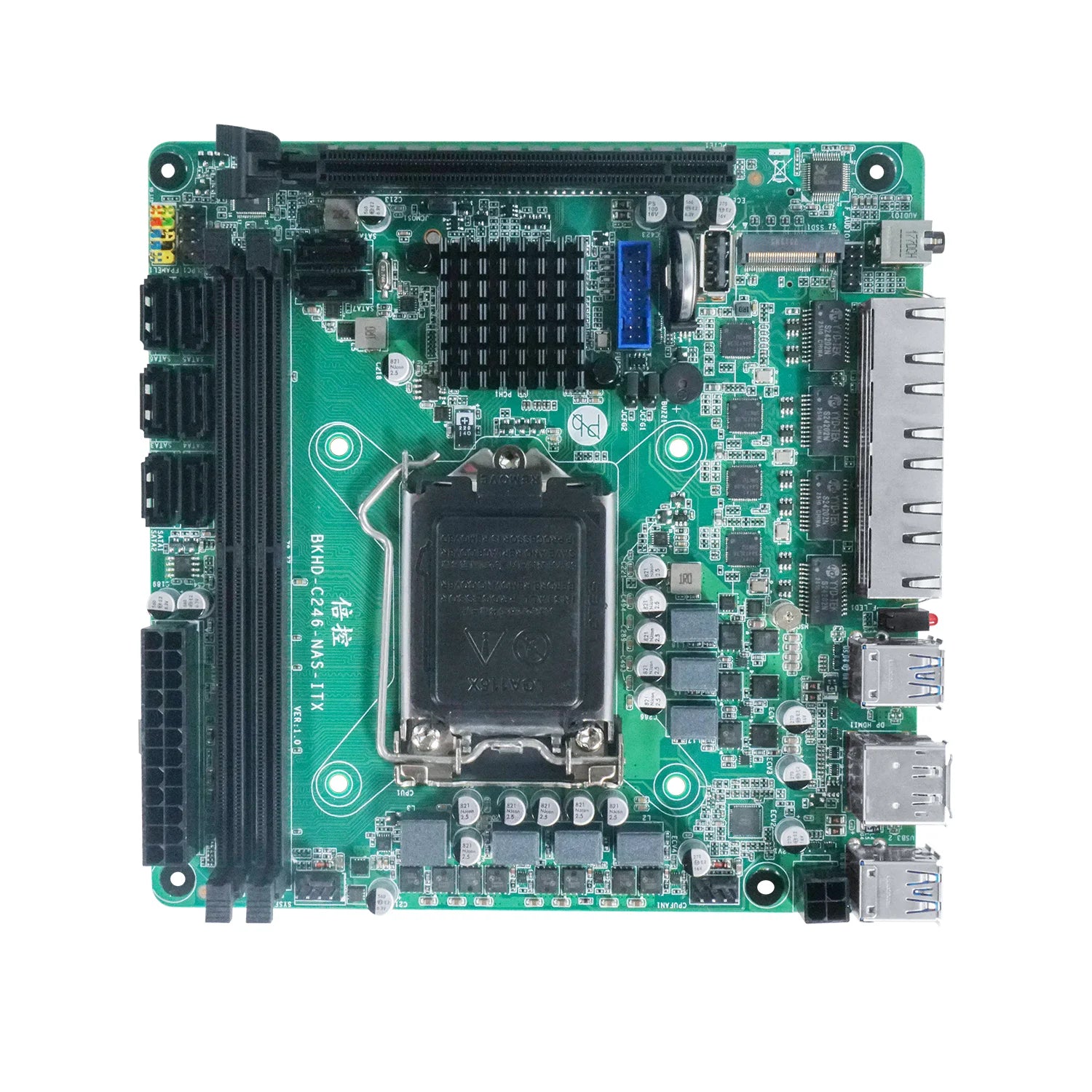 C246 ITX NAS Motherboard 8 SATA 3.0 4*I226 2.5G 2*M.2 NVME 2*DDR4 PCIE 16X NAS Board LGA1151 Support 8th/9th Core CPU i3-9100