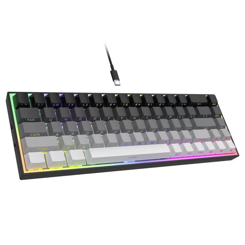 Wired Mechanical Keyboard Green Axis 68 Keys Hot-Swappable Side-Engraved Gradient E-Sports Gaming Keyboard