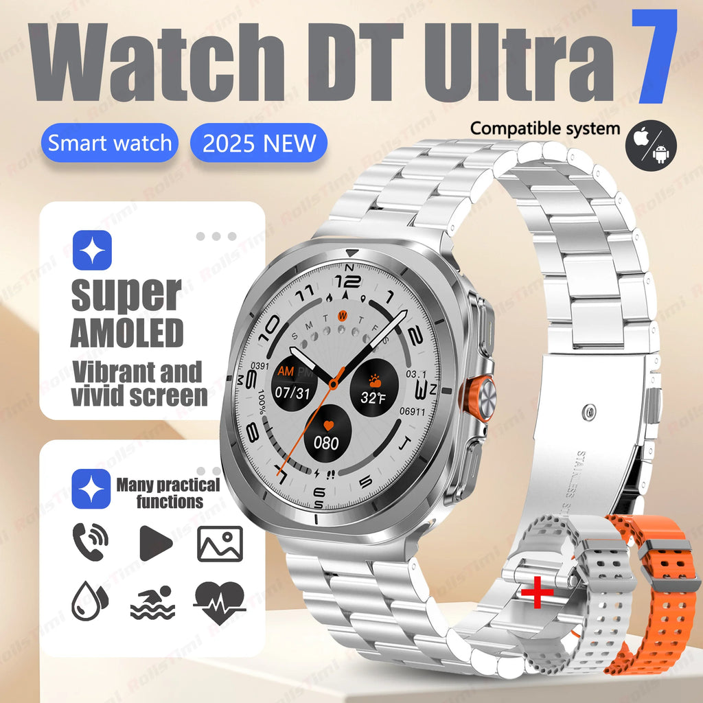 Smart Watch 7Ultra for Men ChatGPT Compass NFC 360*360 AMOLED Screen Heart Rate Monitor Bluetooth Call IP68 Waterproof Smartwat