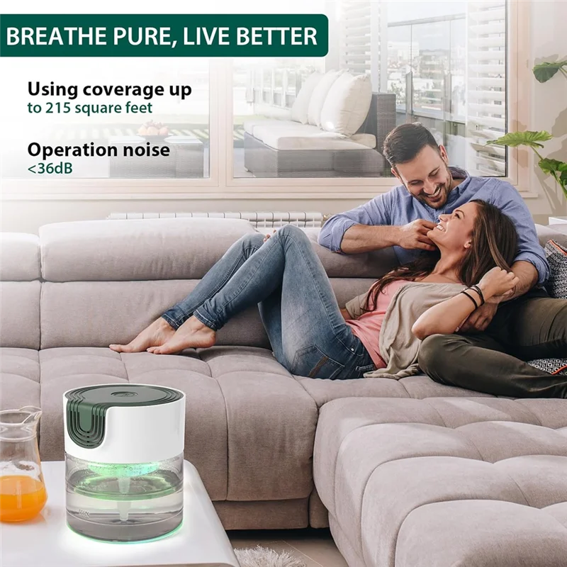 A74X-Water Based Air Purifier With Night Light, Quiet Variable Speed, Water Air Purifiers For Home, Bedroom, Office EU Plug
