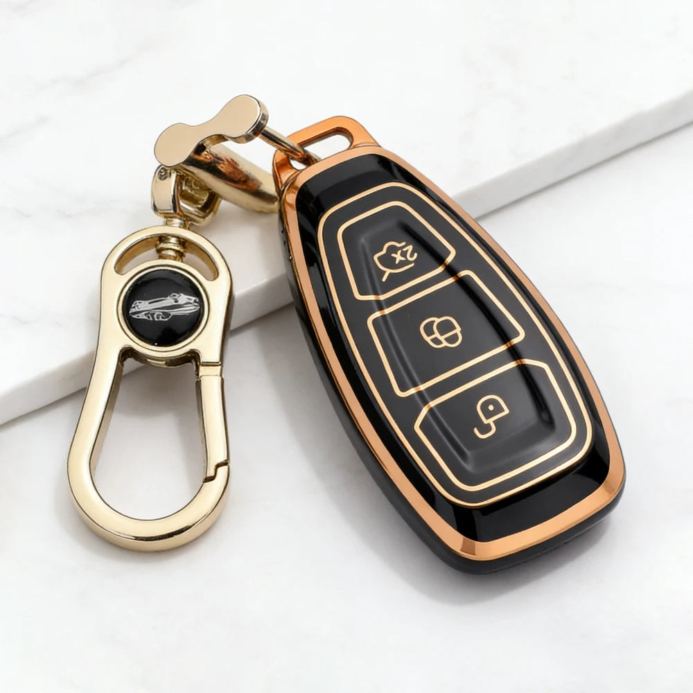 New Protective Key Fob Cover for Ford Fiesta/Focus 3/Focus 4/Mondeo/Ecosport/Kuga/C-Max ST/Escape -Car Key Case with Key Chain