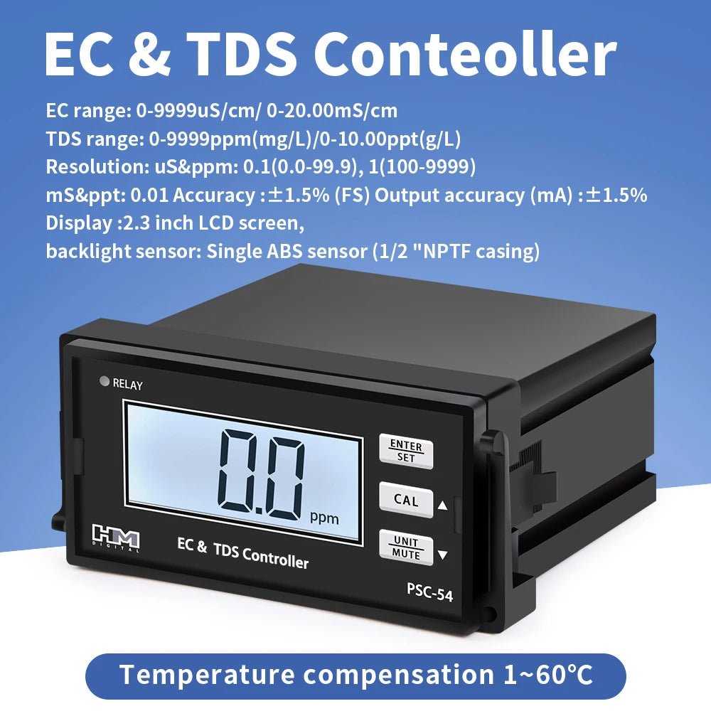 EC & TDS Monitor Controller Online Conductivity Meter Industrial Water Treatment Conductivity EC PH Conductivity Controller