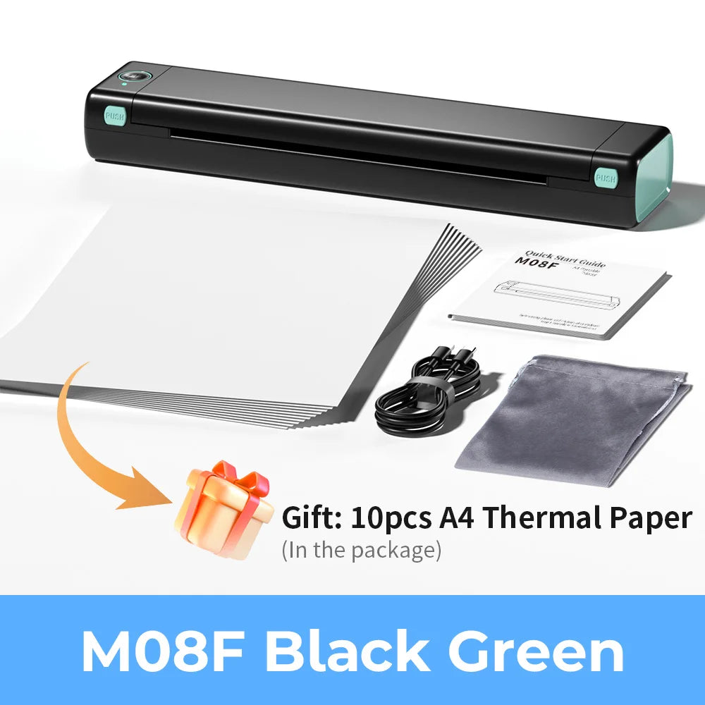Phomemo M08F Wireless Thermal A4 Printer Bluetooth, Portable Label Maker for Home Office Shipping, Compatible iOS Android PC