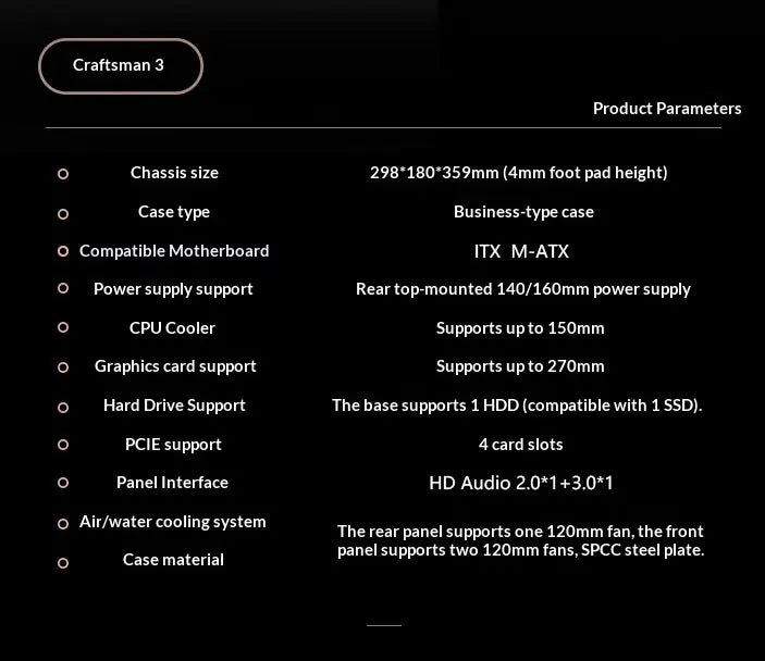 WJCOOLMAN Craftsman Series Home-type Desktop computer with small chassis Supports M-ATX motherboard