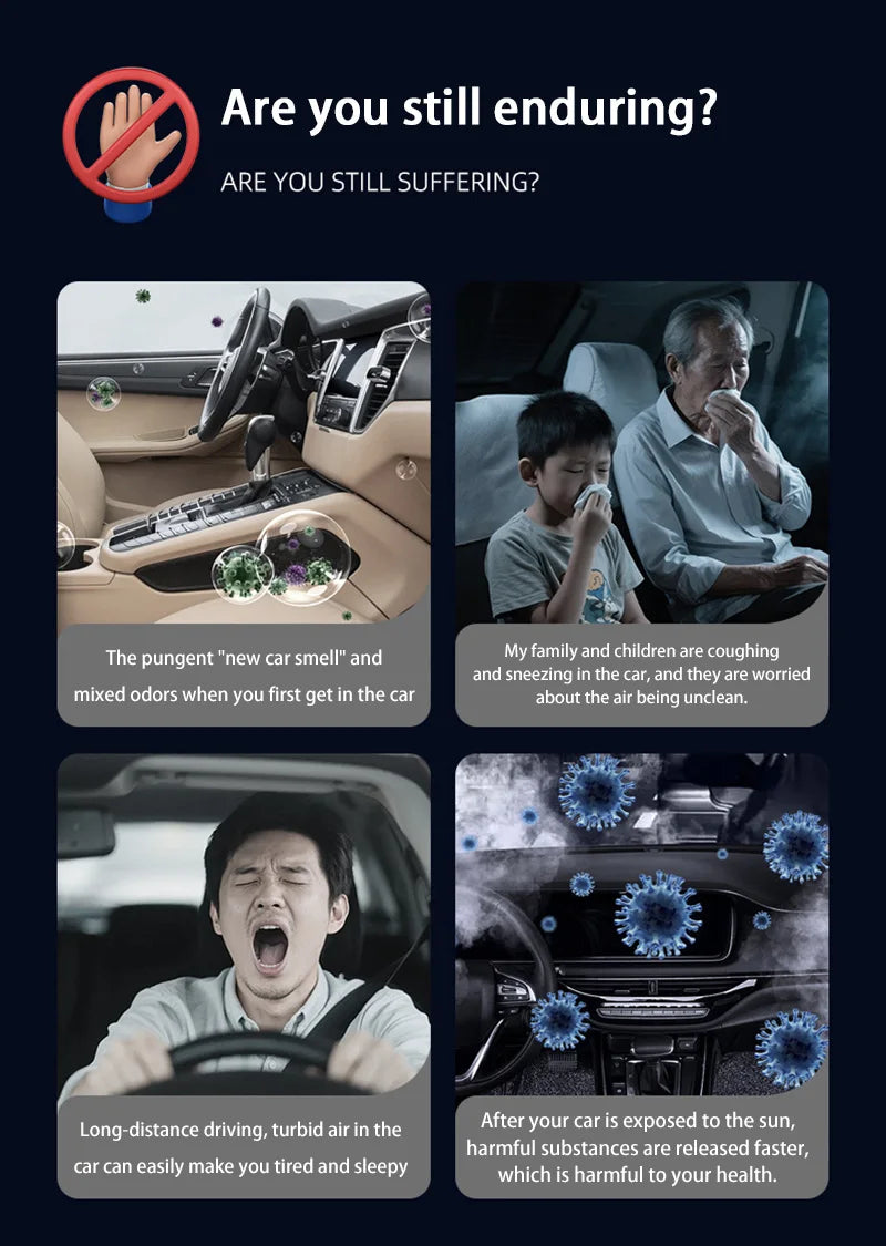 2026 New Car Air Purifier, A Negative Ion Ambient Light Car Air Purifier For Removing Formaldehyde And Odors Inside The Car