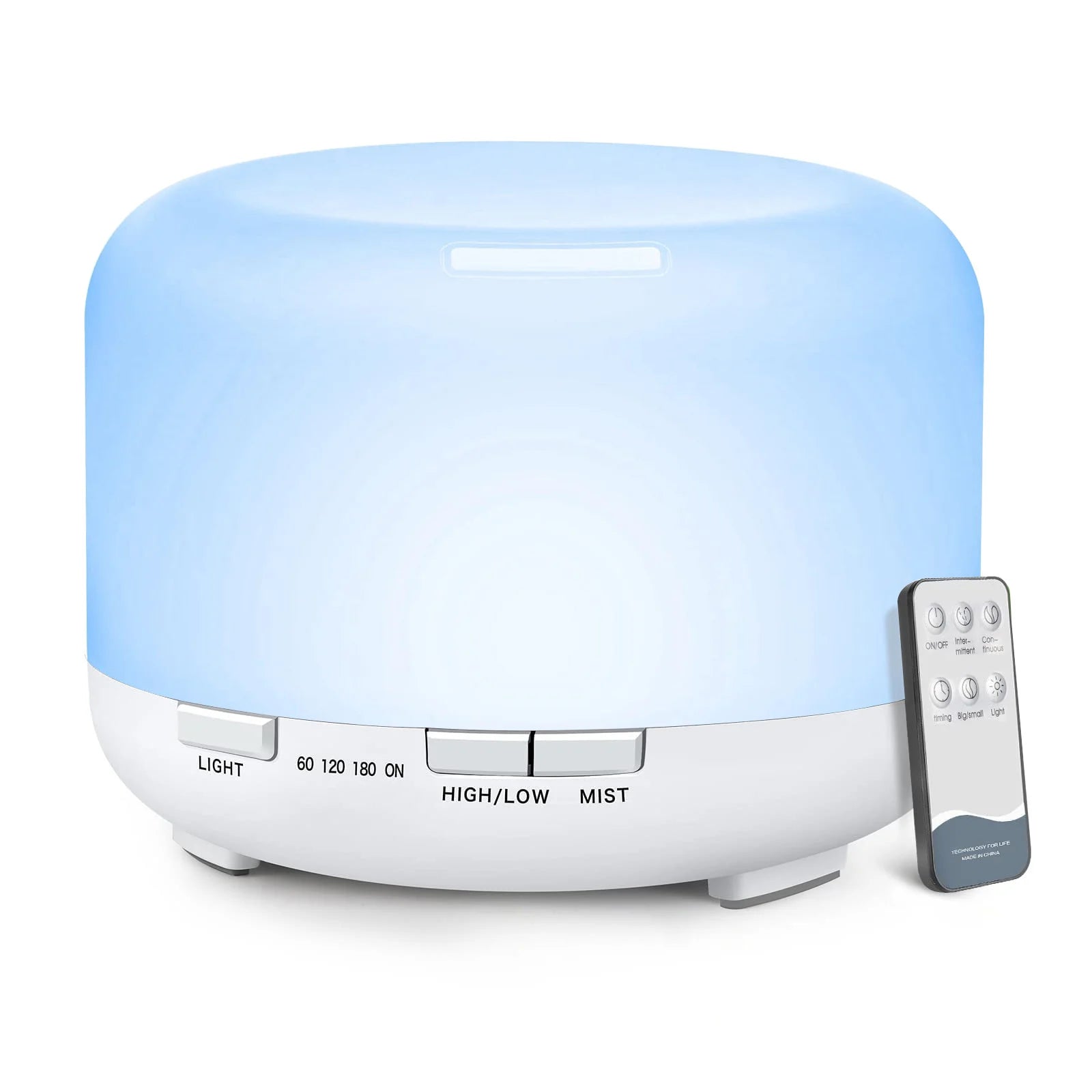 500ML Aroma Diffuser (6 Oils Optional), 5V 2A Essential Oil Aromatherapy Diffuser Humidifier with Remote Control