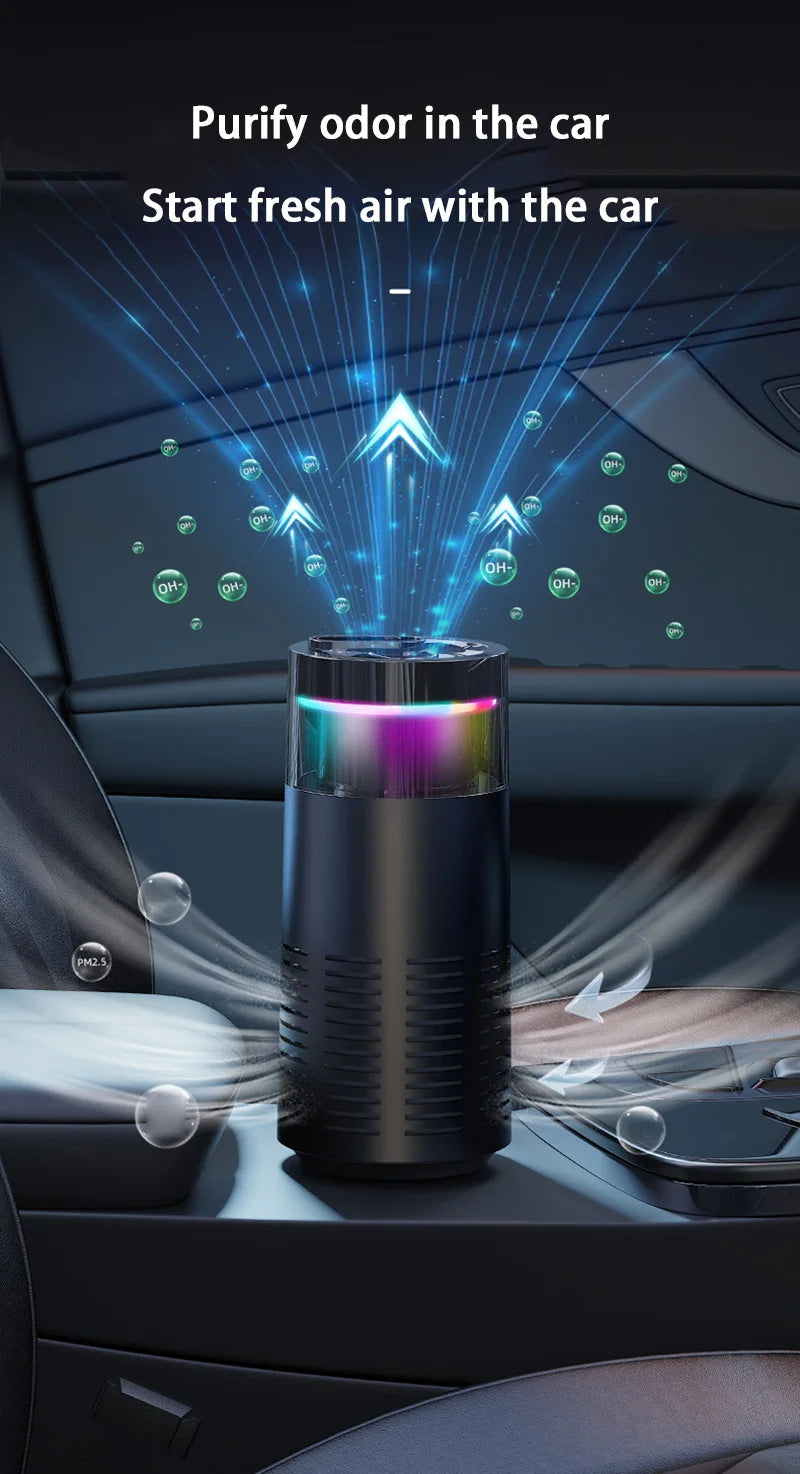 2026 New Car Air Purifier, A Negative Ion Ambient Light Car Air Purifier For Removing Formaldehyde And Odors Inside The Car
