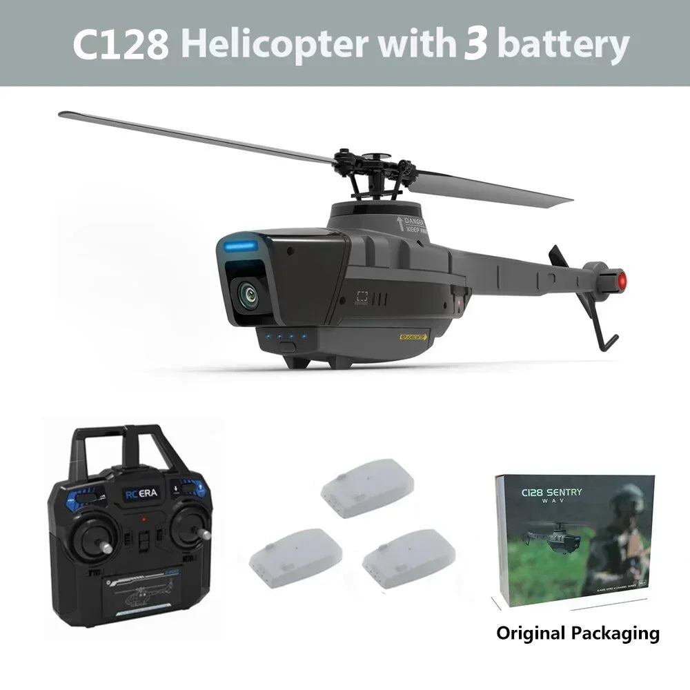 Black Hornet C128 RC Helicopter 4 Propellers 1080P Camera 6 Axis Electronic Gyroscope Air Pressure for Height Vs C186 RC Drone