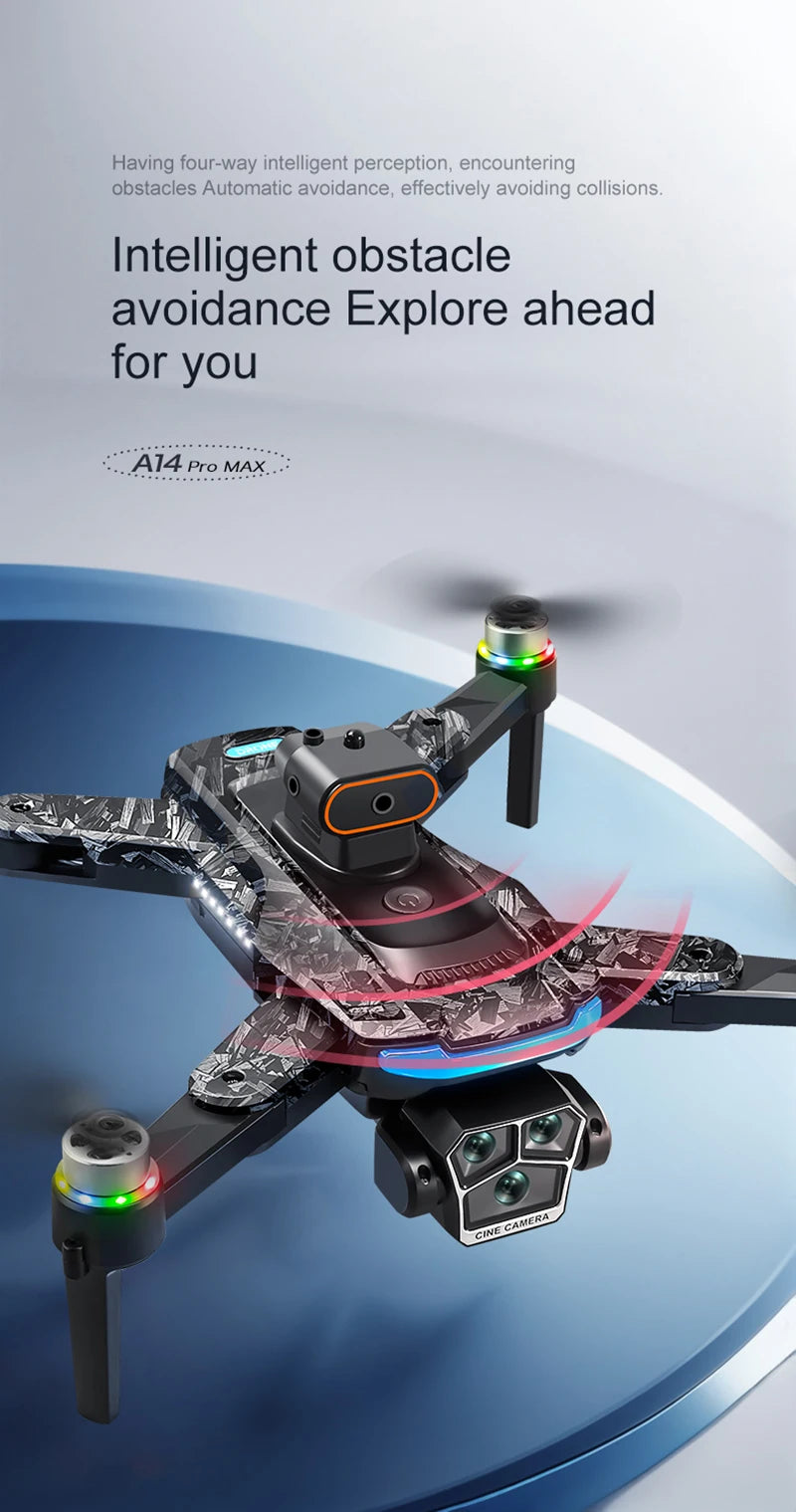 New A14ProMax 8K Drone 4.3Inch Screen Control GPS Brushless Motor Dual Camera Optical Flow Obstacle Avoidance Foldable RC UAV