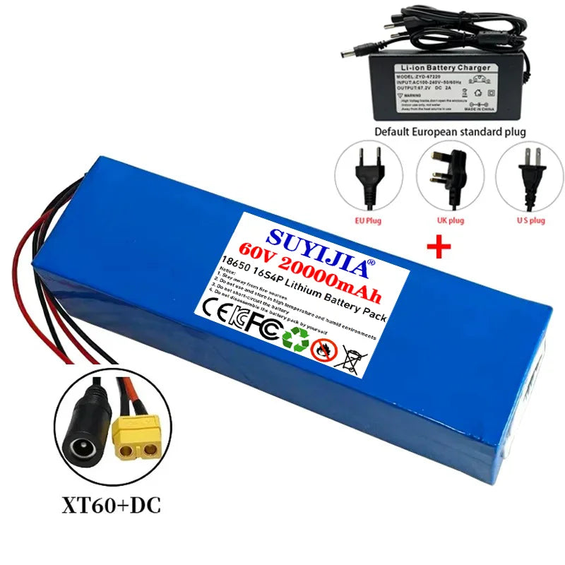 Air fast transportation 60V New Full Capacity Power 18650 Lithium Battery 20ah Lithium Battery Pack 16S4P Suitable for 250-2000W