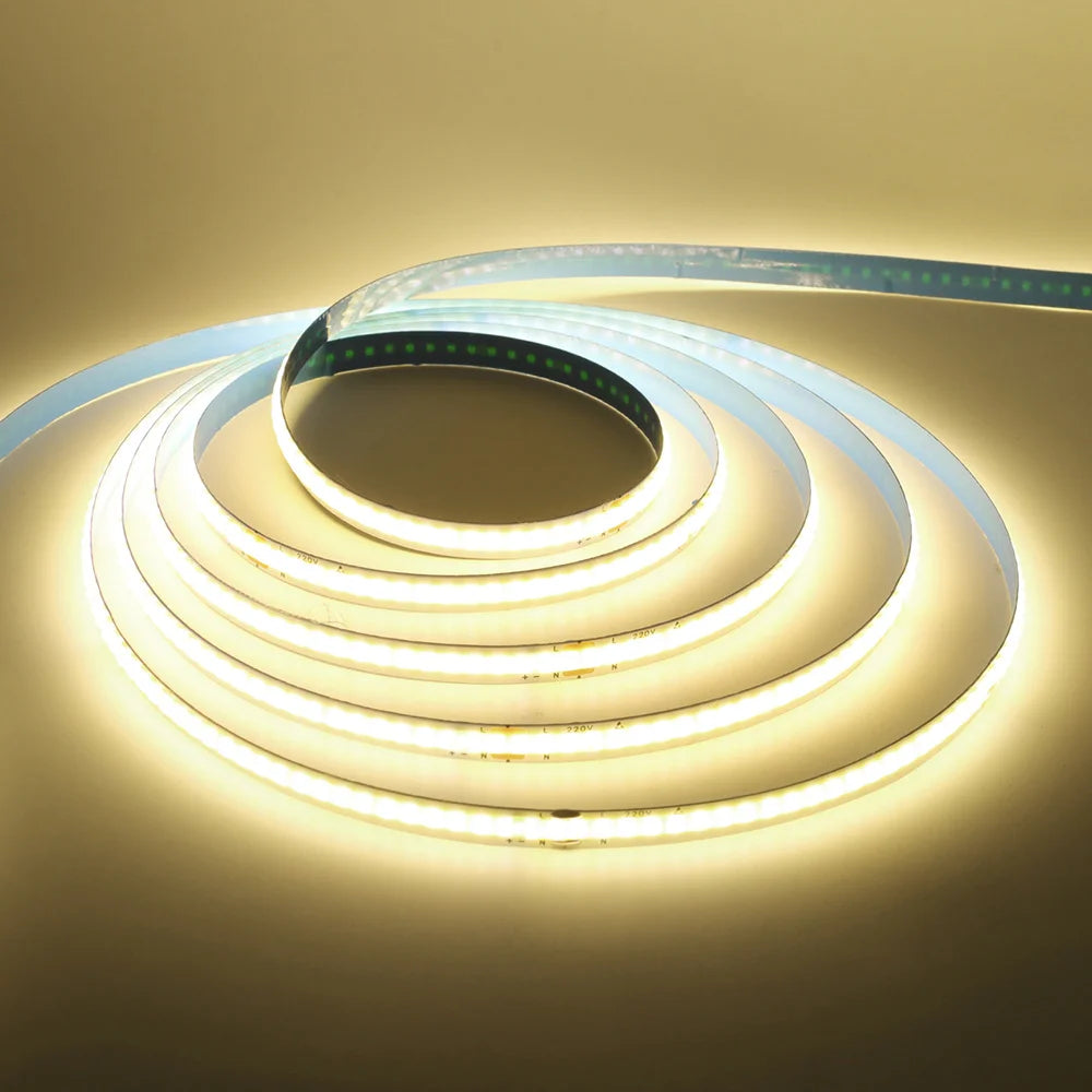 Led Strip COB 220V High Brightness 5m 10m 20m 50m Flexible Light Tape with IC Rectifier 230V 240V AC 240LED/m Linear Lighting
