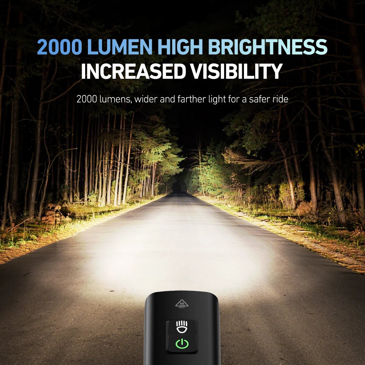 2000 Lumens CYCLAMI Bike Headlight Bicycle Flashlight Handlebar Type-C MTB Road Highlight BR2000 Front Lamp Light Aluminum Alloy