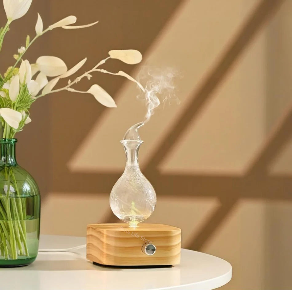 Essential Oil Diffuser Nebulizer 30ml Waterless Operated Aromatherapy Diffuser Wood and Glass Aroma Diffuser Scent Machine