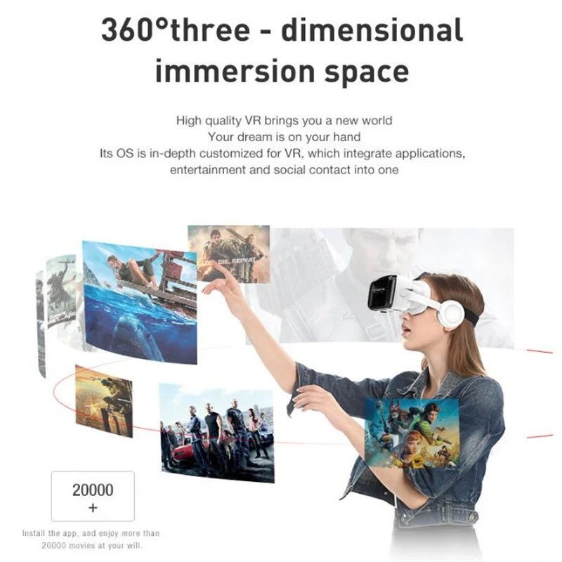 VR SHINECON Thousand Magic Mirror VR Glasses G04BS Bluetooth Headset Version 3D Virtual Reality Helmet Smartphone + Joystick