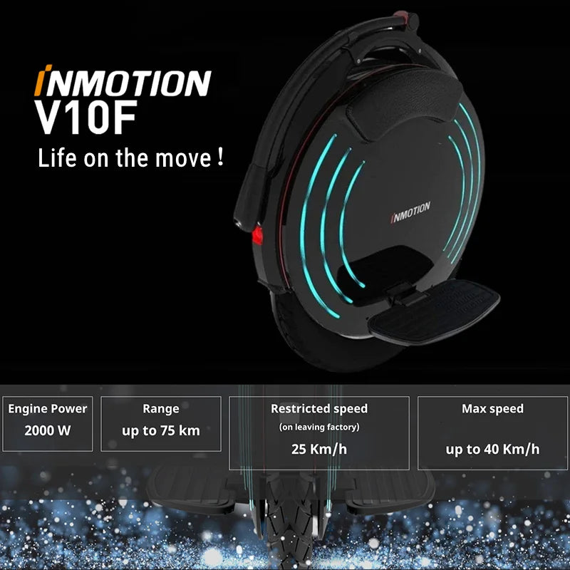 Original INMOTION V10F Self Balance Scooter 84V 960Wh Battery 2000W Motor Unicycle 40km/h Speed with APP Smart Monowheel EUC