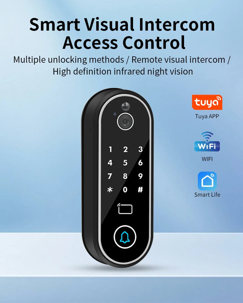 1080P Tuya Smart Doorbell Wifi Video Intercom with Motion Detection Unlock by Remote Control RFID Card NFC APP Access Control
