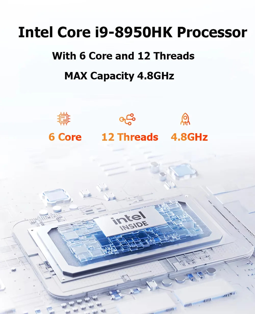 Brand New Intel Core i9-8950HK 16GB RAM 1/2TB SSD FHD Bluetooth 5.2 WiFi6 1000M Ethernet Windows 11 Gaming Office Mini PC
