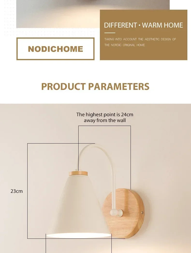 Nordic Wall Sconce Light Fixture for Bedroom Bedside Living Room Lighting Luminaire Lamp Indoor Wooden decor retro