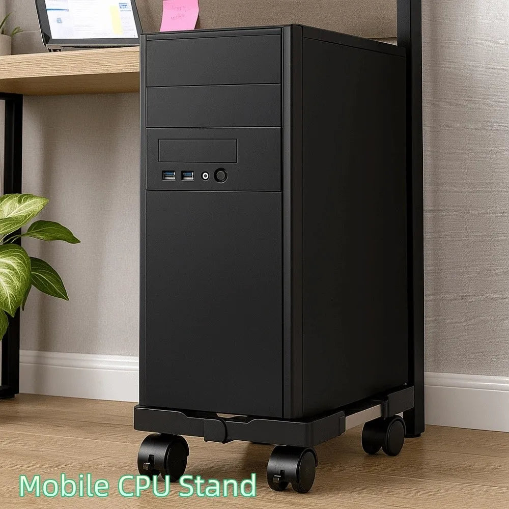 Desktop Stand Adjustable Mobile CPU Stand Scalable Stable CPU Stand with Universal Wheels Computer Mainframe Rack Office