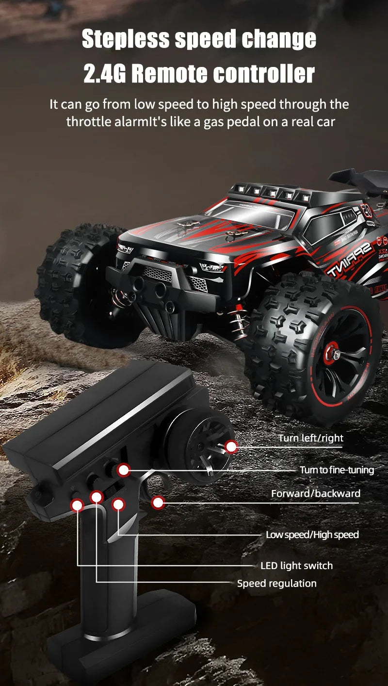1:16 85KM/H Or 50KM/H 4WD RC Car With LED Remote Control Cars High Speed Drift Monster 4x4 Truck for Kids vs Wltoys 124017 Toys