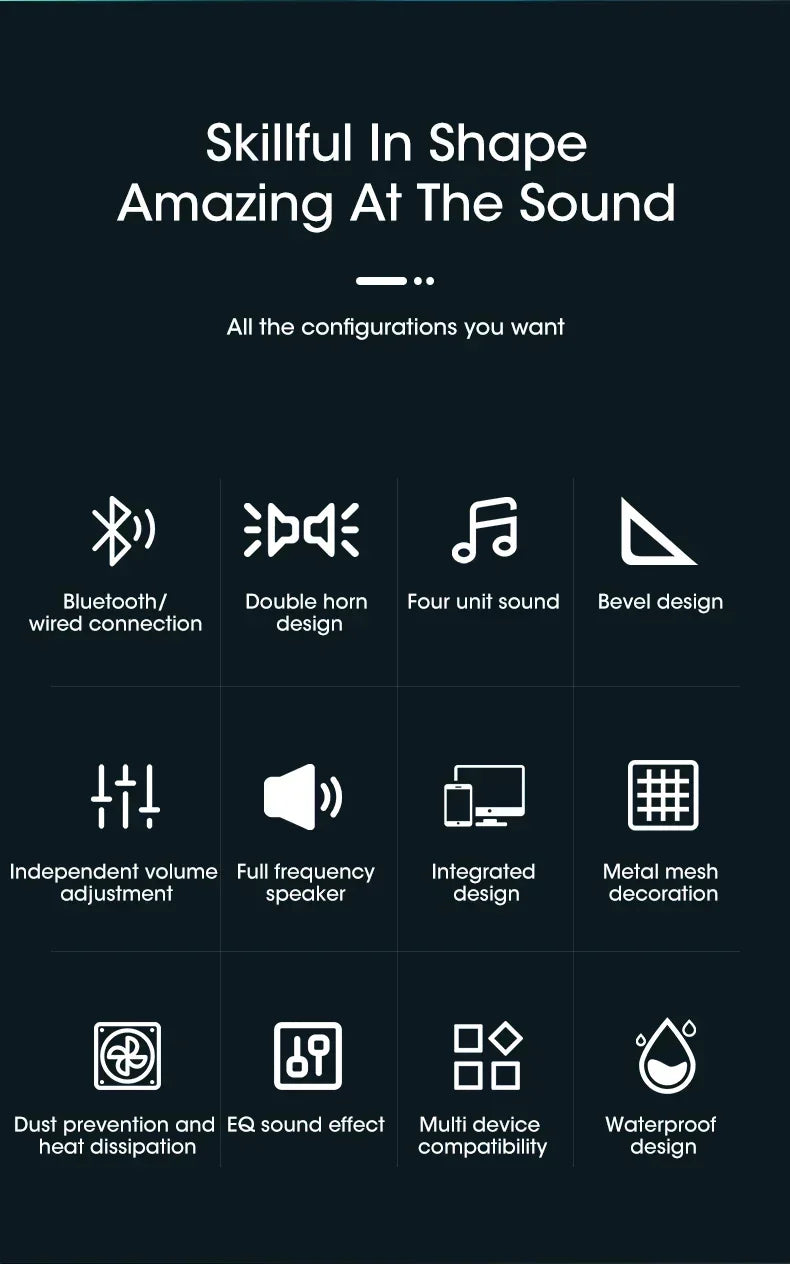 Computer Desktop High-quality 4D Surround Speaker Bluetooth Wired Dual-purpose High-volume Microphone Two-in-one Speaker