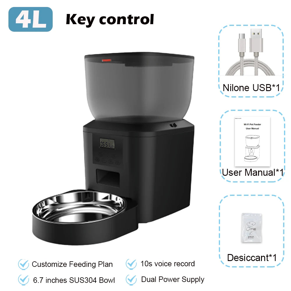 FURPIPI Smart 8L Automatic Pet Feeder with Timer USB & Battery Powered Slow Feed Dispenser for Cats and Dogs No Plug Included