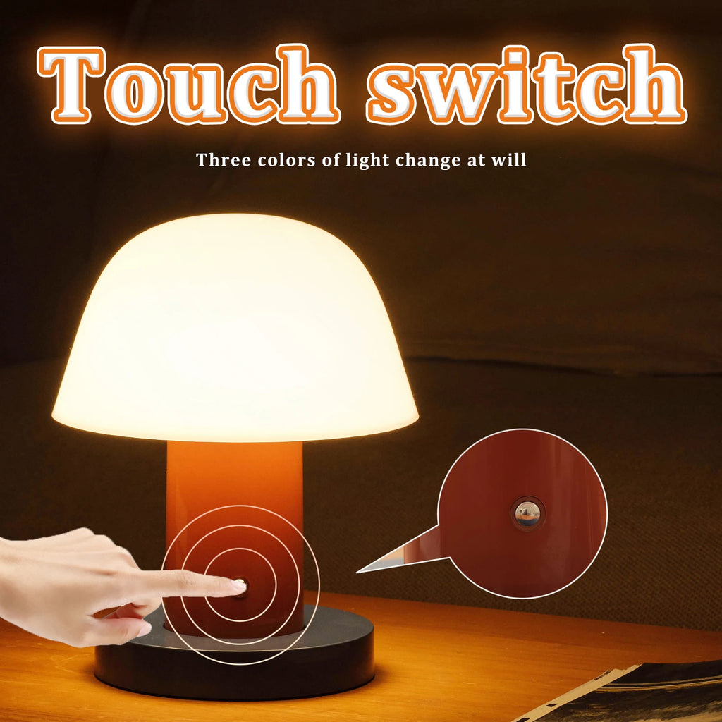 Mushroom table lamp bedroom bedside ambient light LED touch switch USB charging restaurant coffee room decorative light