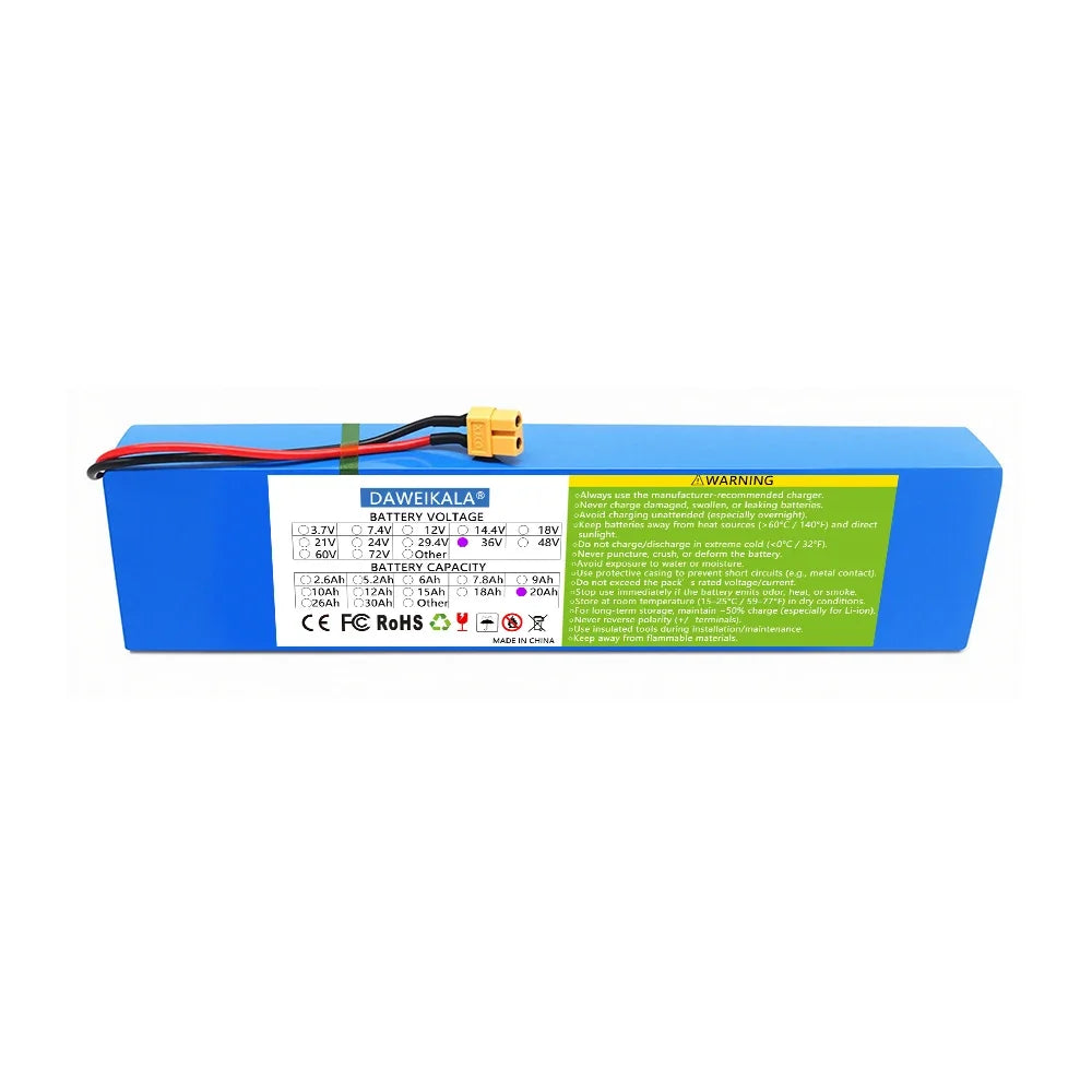 36V 10S3P battery E-scooter pack 18650 lithium ion battery 500W high power large capacity 42Vmotorcycle scooter XT60 plug