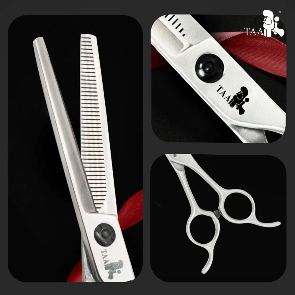 TAA Professional Grooming Scissors Pet Serrated Scissors for Dog & Cat Alloy Steel Shears Pets Shears Groomer Tools Hair Clipper