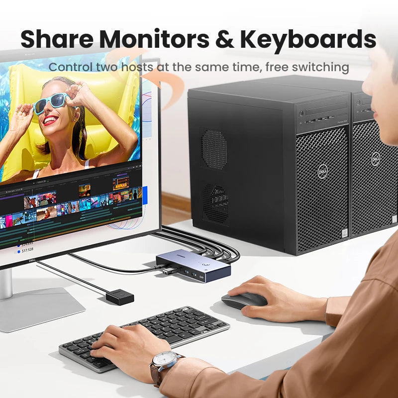 UGREEN DisplayPort 1.4 Switch 8K 60Hz DP Switch 2 PCs Sharing Monitor Keyboard Mouse Printer for Office Gaming