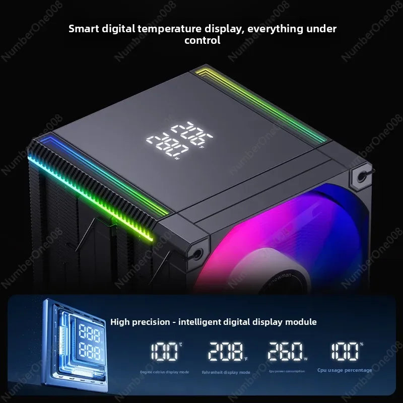 Universal CPU Air Cooler, 8 Heat Pipes Dual Tower Heatsink with Digital Display, Compatible with LGA1700/1851/AM5 Sockets