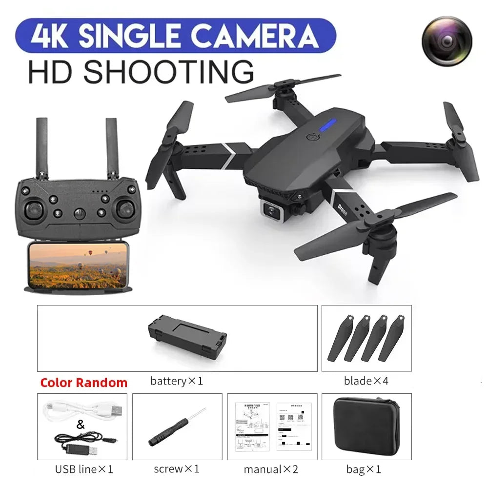 DWI D19 E88 Pro Drone 4K Professional HD RC Airplane Dual Camera Wide Angle Head Remote Quadcopter Toy Helicopter for Adults Kid