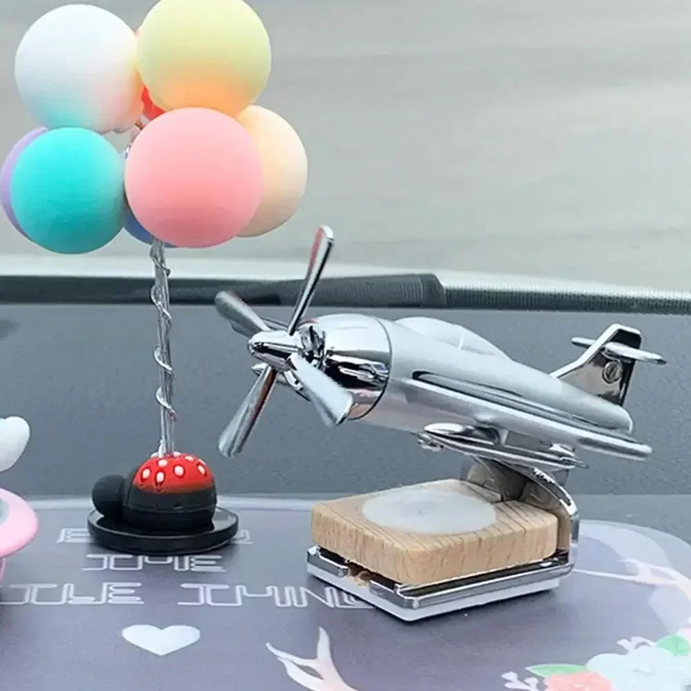 Car Essential Oil Diffuser Solar Airplane Air Freshener Wooden Base Fragrance Aromatherapy Diffuser Ornaments Auto Accessories