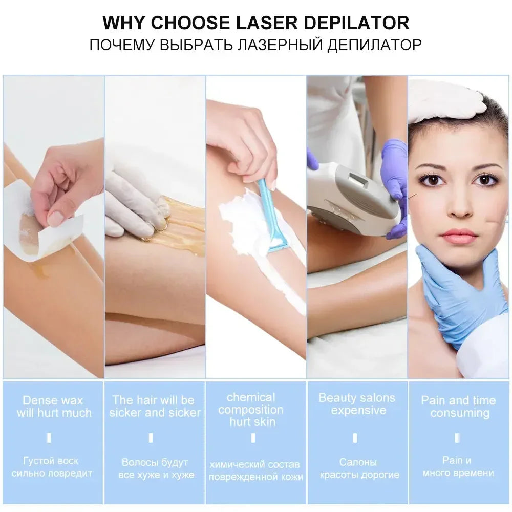 900000 Flashes Laser Epilator Instrume Permanent IPL Hair Removal Home Use Devices Ice Cool Painless Intense Pulsed Light