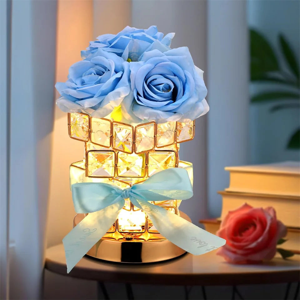 LED Crystal Rose Table Lamp 3 Colors Dimmable Magic Cube Rose Creative  Atmosphere Lights Bedroom Bedside Decor Lighting Gift ﻿
