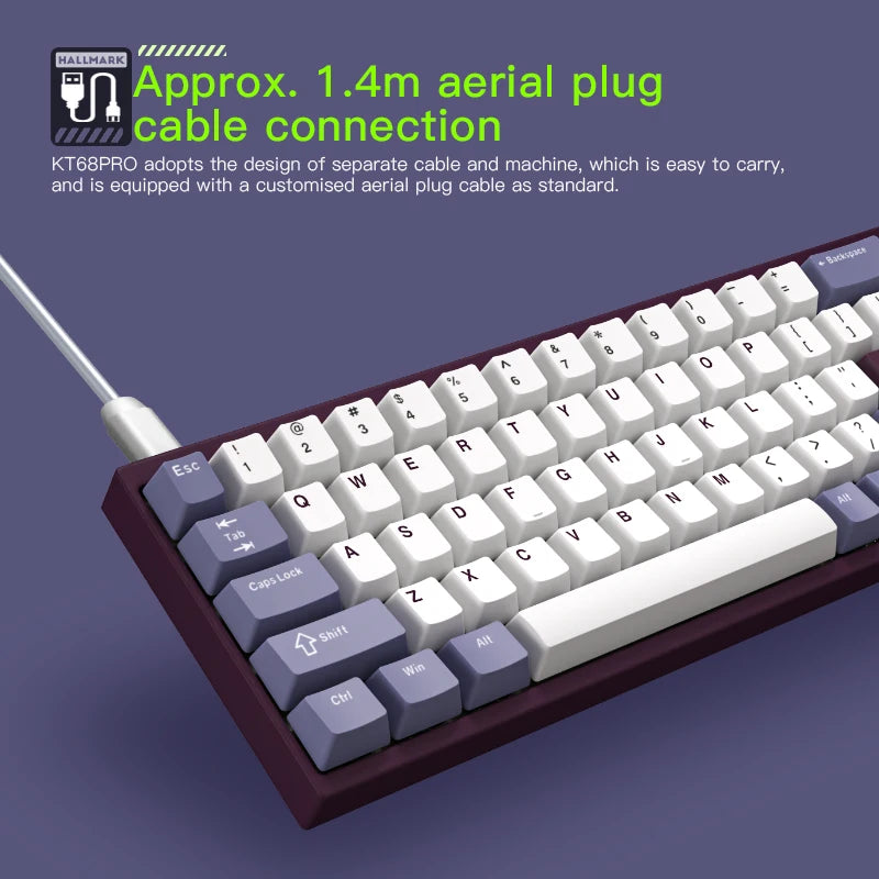 Darmoshark KT68 Pro Gaming Mechanical Keyboard Wired Hot Swap 68 Keys Aluminum Alloy Customized Magnetic Axis Kailh Switch