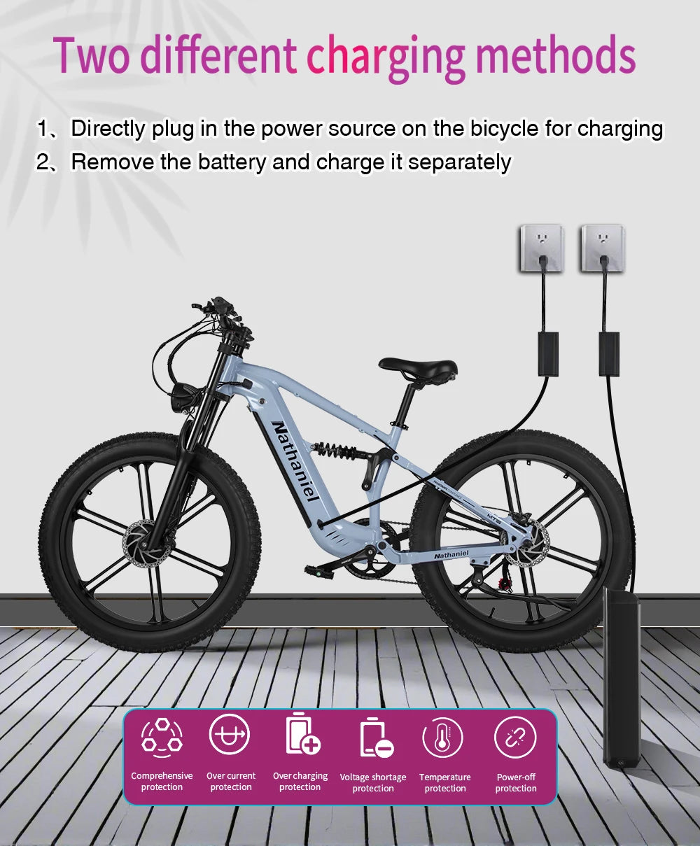 Nathaniel 2000W E-Bike SYR09 Dual Drive 26x4.0 Fat Tire 48V20AH Battery E-Mountain Bike Outdoor Sports All-Terrain Electric Bike