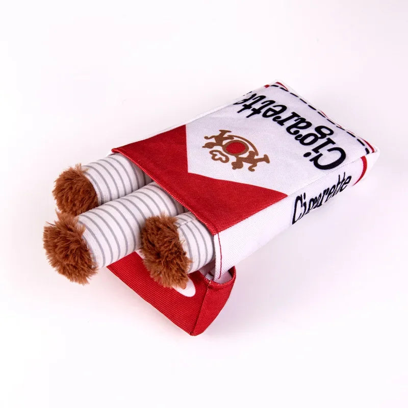 1set Cigarettes with Boxes Pet Vocalizations Durable Chew Toys Plush Toys Dogs Throwing Dolls Pet Supplies Gifts