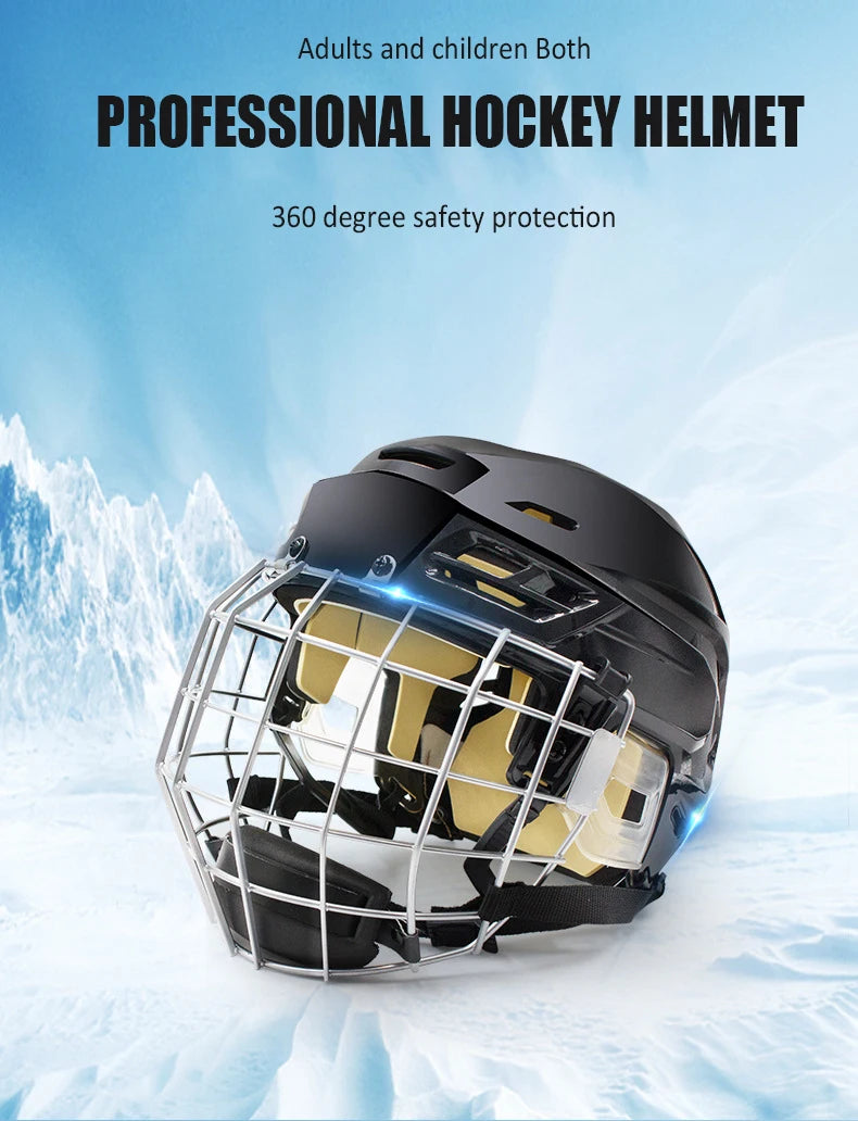 Hockey Helmet Tactical Sports Rugby Adjustable Ice Hockey Helmet with Cage Full/Face Mask Adult Equipment Face Head Protective
