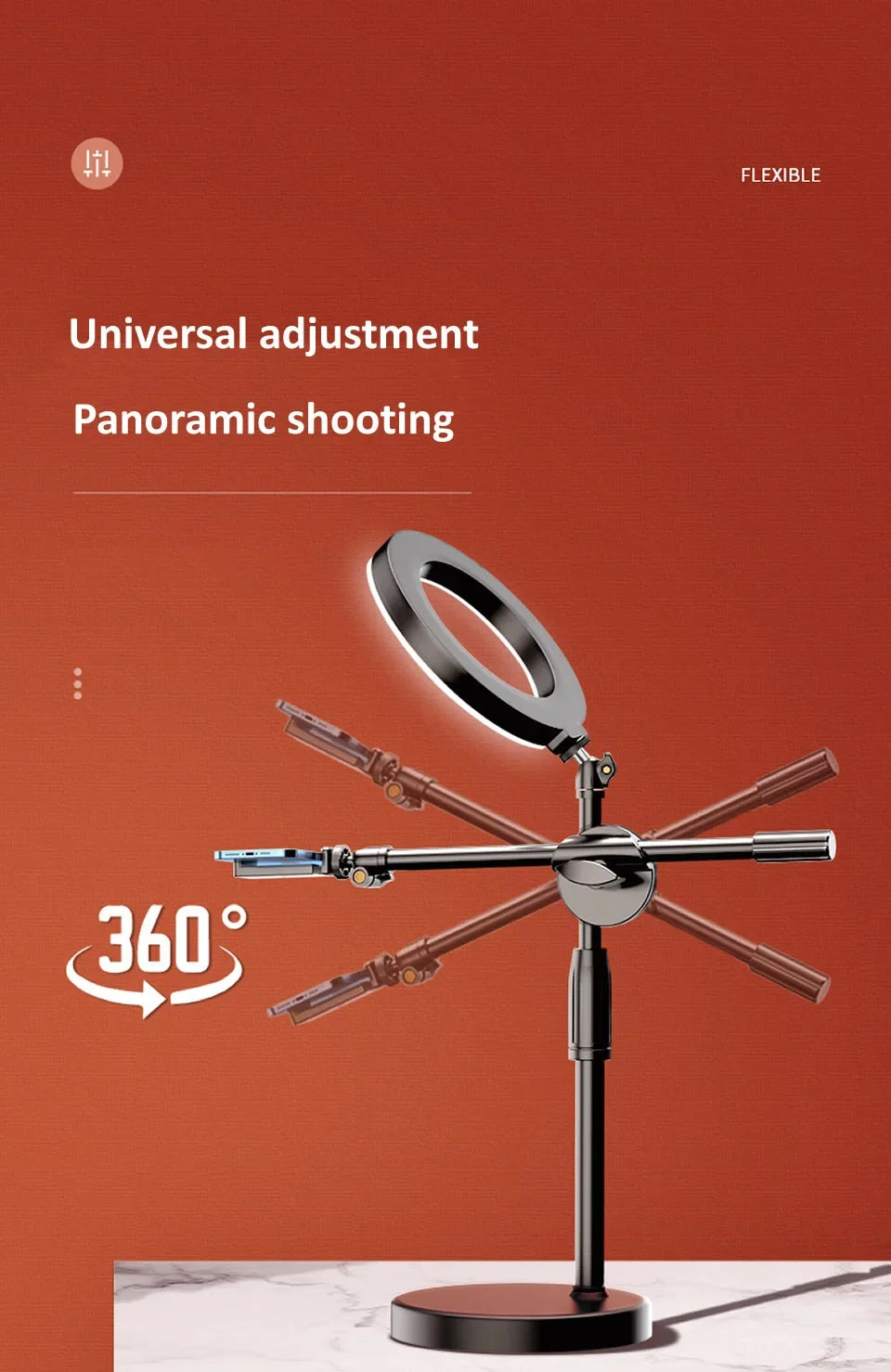 Ring Lamp Desktop Stand Lighting Professional Live Broadcast Fill Light For Nail Art With Tripod LED Ring Light Phone Holder