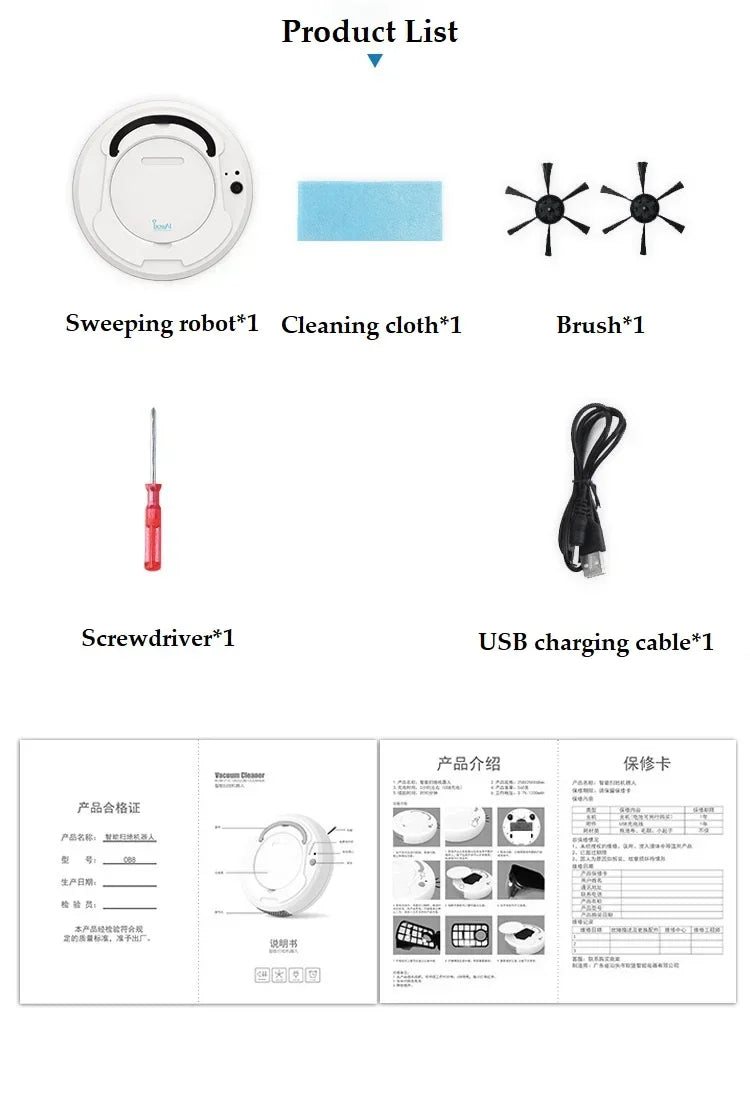 BOWAI Automatic Robot Vacuum Cleaner Smart Sweeping Dry Wet Cleaning Machine Charging Intelligent Vacuum Cleaner Home