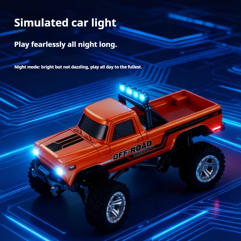 1：64 Mini Remote Control Off Road Truck Alloy Shell Rechargeable With Led Lights Anti Collision Night Play Electric Toy For Kids