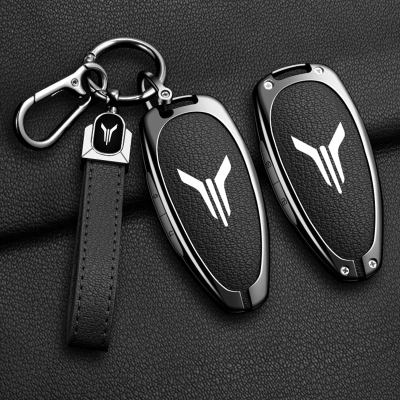 Car Key Case Cover Shell Fob For Voyah Free I-Land Dreamer 2021-2023 Keychain Auto Zinc Alloy Leather Key Protection Accessories