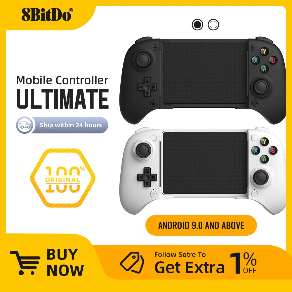 8BitDo Ultimate Bluetooth Mobile Game Controller，Gamepad with Hall Effect Joysticks Triggers for Android Smartphones and Tablets