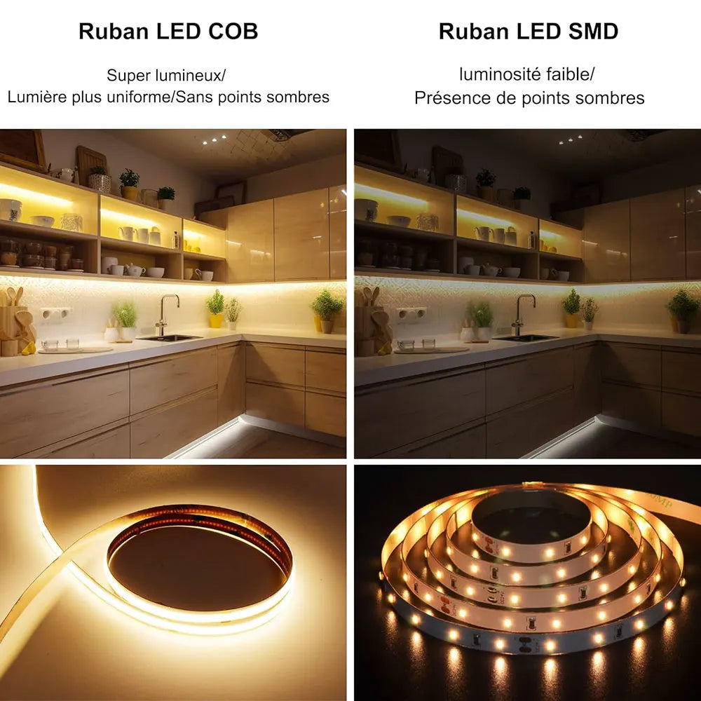 COB LED Strip Lights 5V USB 1/2/3M Strip 1-6 Pcs With Penetrating Wood Touch Dimmer Switch For Kitchen,Showcase,Cabinet Lighting