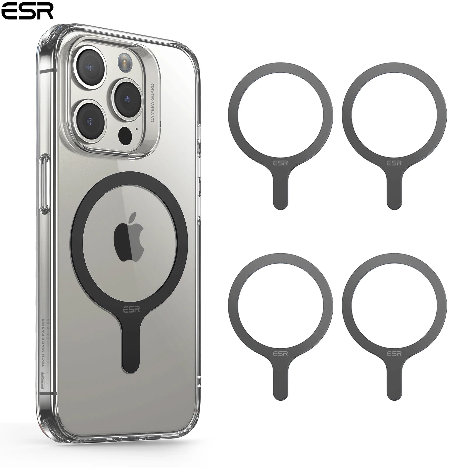 ESR for MagSafe Ring Magnet (HaloLock) Universal Magnetic Wireless Charger Kit for iPhone 16/15/14/13/12  Galaxy S23/S22/S21