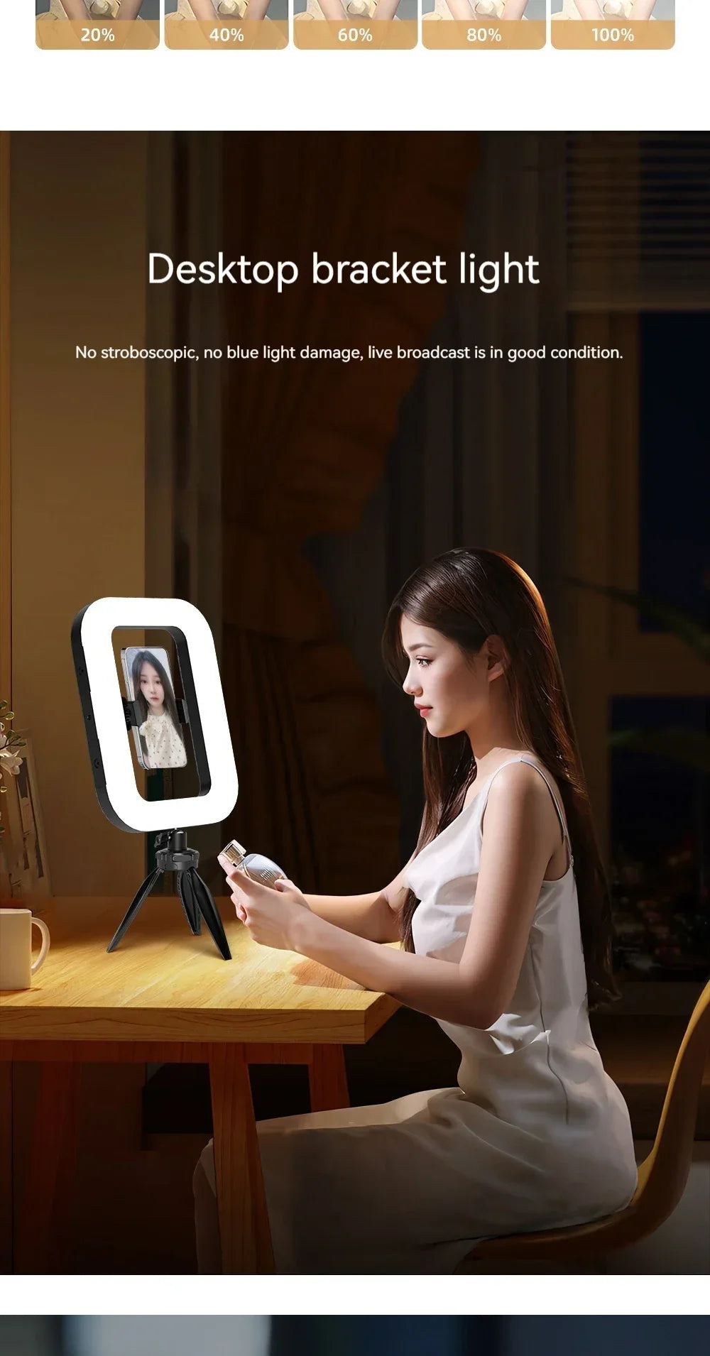 Rechargeable LED Ring Light for Phone - Handheld & Desktop Fill Light, Perfect for Live Streaming, Selfies, Pet Photography