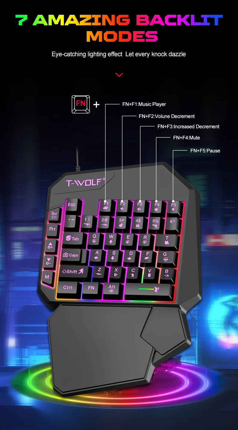Mechanical Gaming Keyboard Kit 5 In 1 Set One Hand Keyboard 5D Mechanical Gamer Mouse Converter Mobile Game Pro Converter