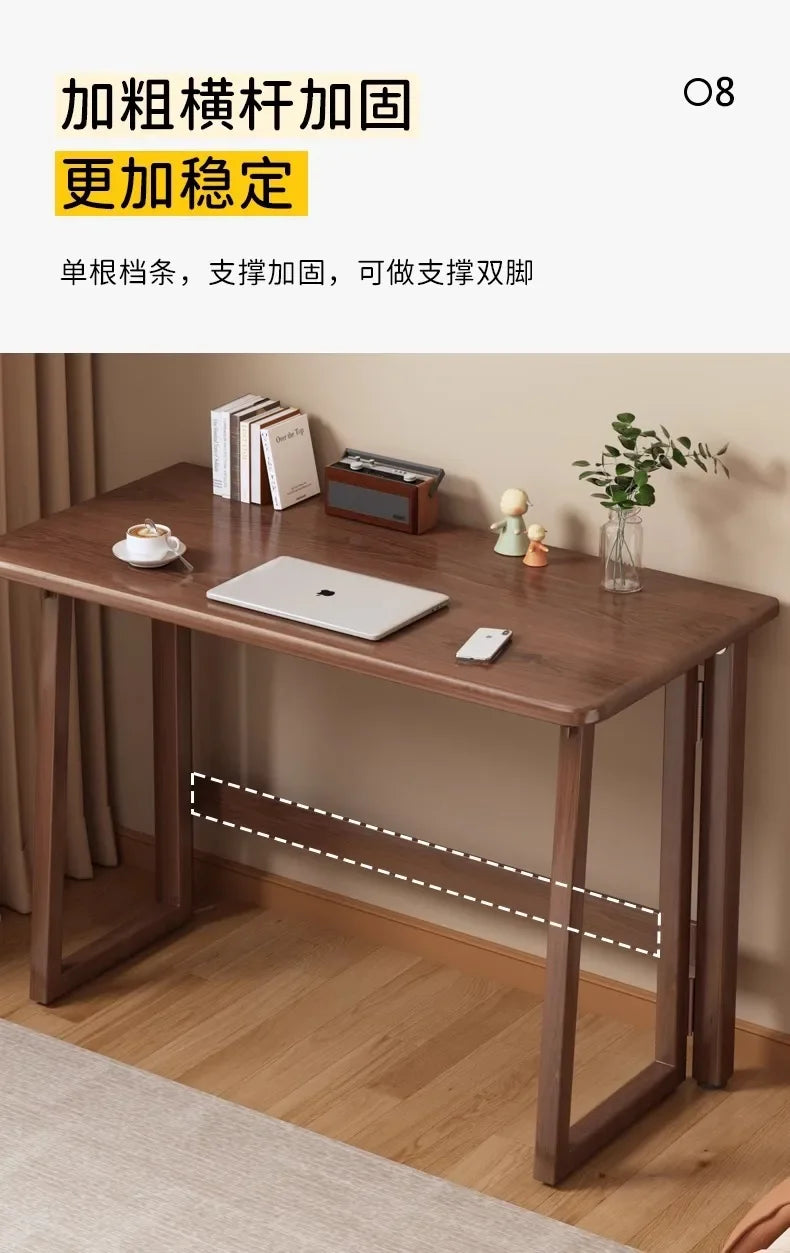 Solid Wood Folding Desk for Home Office – No Assembly Computer Table Study Writing Desk 15mm Thick Desktop Small Workstation